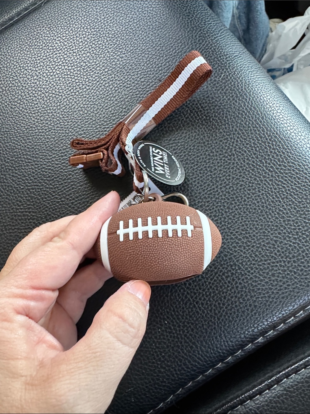 Bath & Body Works Brown Football Keychain Wrist Strap- AS IS DOES NOT LIGHT UP